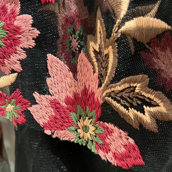 Supply and Demand off-the Shoulder Ruffled Long Sleeve Top XS BLACK WITH PINK - Picture 3 of 6